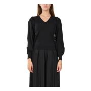 Twinset Stretch Viscose Top Black, Dam