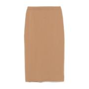 Nude Stickad Midi Kjol Kamel Brun Brown, Dam