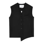 Margaux Lonnberg Asymmetrisk Svart Ull Blouson Jacka Black, Dam