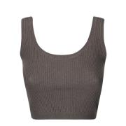 Wild Cashmere Räfflad Crop Top Brown, Dam