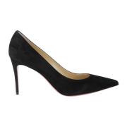 Christian Louboutin Suede Pointed Heel Pump Black, Dam