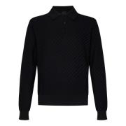 Brioni Lyxig Svart Långärmad Polotröja Black, Herr