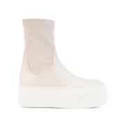 AGL Chunky Sheepskin Ankelboots i Krita Beige, Dam