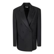 P.a.r.o.s.h. Oversized Peak Lapel Double-Breasted Jacket Black, Dam