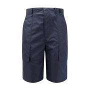 Fendi Bomull Bermuda Shorts med FF Detalj Blue, Herr