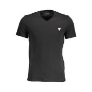 Guess Slim Logo V-ringad T-shirt i Svart Black, Dam