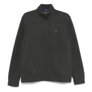 Ralph Lauren Blandad bomull halv dragkedja stickat plagg Gray, Herr