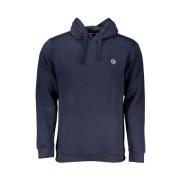 Sergio Tacchini Blå Bomull Hoodie Sweatshirt Broderad Logo Blue, Herr