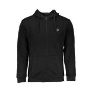 Sergio Tacchini Svart Hoodie med Dragkedja och Logobroderi Black, Herr