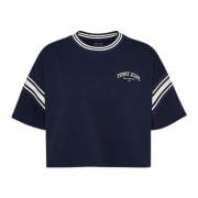 Tommy Hilfiger Blå College Stil Crop T-shirt Blue, Dam