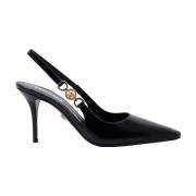 Versace Svarta Stiletto Pumps med Fyrkantig Tå Black, Dam