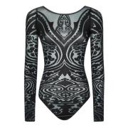 Wolford Grå Topplagg med Paisley Tattoo Motif Gray, Dam