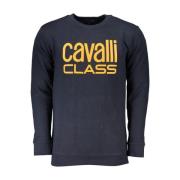 Cavalli Class Blå Bomullssweatshirt med Logotyp för Män Blue, Herr