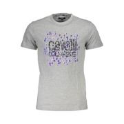 Cavalli Class Grå Bomull Logo Print T-shirt Gray, Herr