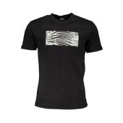 Cavalli Class Svart Bomull T-shirt med Tryck Logo Black, Herr