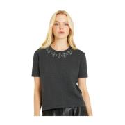 Alma EN Pena T-shirt med strasskrage Gray, Dam