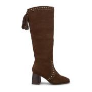 ALMA EN PENA Studded block heel boot Brown, Dam