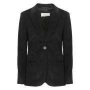 Peserico Svart Viskos Blazer Peak Revers Jacka Black, Dam