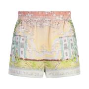 Casablanca Art Deco Linne Shorts MultiFärg Multicolor, Dam