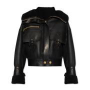 Balmain Shearlingkappa med fickor Black, Dam