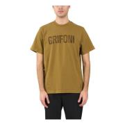 Mauro Grifoni Bomull T-shirt med Tryckt Logotyp Green, Herr