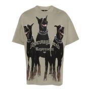 Represent Grön Bomull Jersey T-shirt med Hundtryck Green, Herr