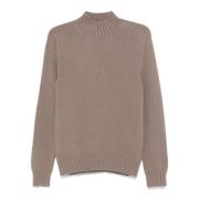 Fedeli Brun Cashmere Ull Tröja Ribbad Jumper Brown, Herr