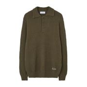 Les Deux Grön Button-Up Jersey Sweater Green, Herr