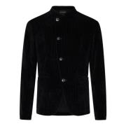 Emporio Armani Svart Corduroy Blazer Aw24 Black, Herr