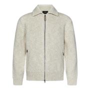 Brioni Beige Stickat Dragkedja Kofta Aw24 Beige, Herr