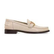 Salvatore Ferragamo Vita Läderloafers Elegant Stil White, Dam