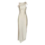 Coperni Beige Asymmetrisk Blomma Klänning Beige, Dam