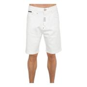 Philipp Plein Vita Denim Shorts Formentera Fit White, Herr