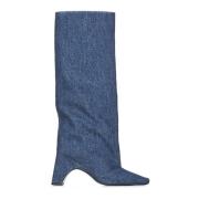 Coperni Blå Denim Slip-On Boots med Blockklack Blue, Dam