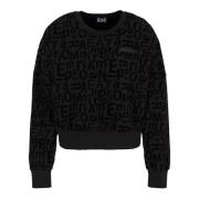 Emporio Armani EA7 Ekologisk Bomull Logo Sweatshirt Svart Black, Dam