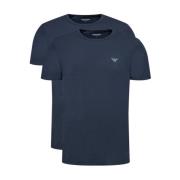 Emporio Armani 2-Pack Stretch Bomull T-Shirts - Blå Blue, Herr