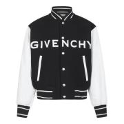 Givenchy Svart ullbomberjacka med läderärmar Black, Herr