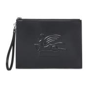 Etro Svart Läder Clutch Väska Black, Herr