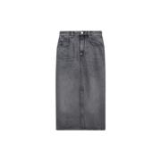 Isabel Marant Étoile Denim Midi Kjol med Bälte Gray, Dam