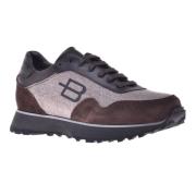 Baldinini Trainers in dark brown and beige suede and fabric Multicolor...