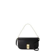 A.p.c. Svart läder Chaine Clutch Axelväska Black, Dam