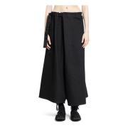 Yohji Yamamoto Svart Bomull Wrap Kjol Byxor Black, Dam