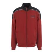 Emporio Armani EA7 Hög hals Full Zip Sweatshirt Bordeaux Red, Herr