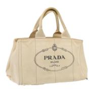 Prada Vintage Pre-owned Canvas prada-vskor Beige, Dam