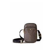 Borbonese Tryckt Nylon Crossbody Smartphone Hållare Brown, Dam