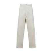 Moncler Off White Bomullscanvas Byxor White, Herr