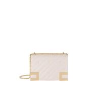 Elisabetta Franchi Ivory Axelväska med Gyllene Detaljer Beige, Dam