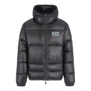 Emporio Armani EA7 Svart Bomberjacka med Logopatch Black, Herr