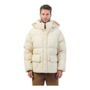 Hugo Boss Vit Vadderad Huva Kappa Straight Fit Beige, Herr