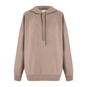 Max Mara Grå Beige Sportig Stil Tröja med Logorelief Brown, Dam